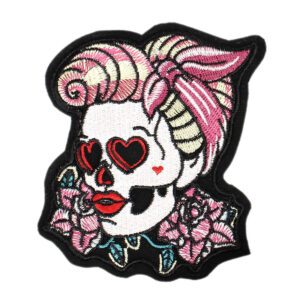 Emblema Bordado Caveira Pin Up Girl Skull