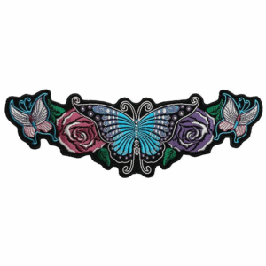 Embroidered Badge – Butterflies with Flowers (Large)