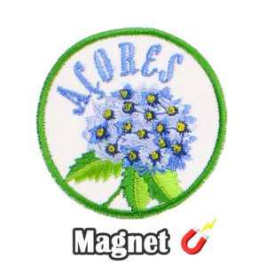 Insignia Magnética Bordada Hortênsia Azul Azores Portugal (Imán)
