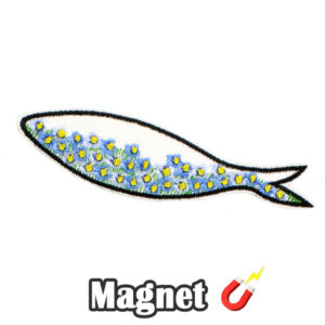 Emblema magnético Bordado  Sardinha com Flores Hortencias dos Açores (Íman)