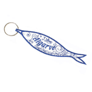 Porta-chaves Bordado Sardinha I Love Algarve Portugal