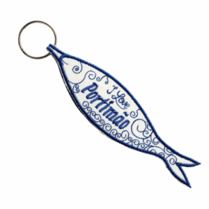 Porta-chaves Bordado – Sardinha I Love Portimão (Azul)