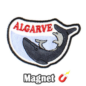 Magnetic Badge Embroidered Whale and Dolphin Algarve Portugal (Magnet)