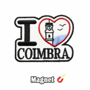 Emblema Magnético Bordado – I Love Coimbra, Universidade de Coimbra (Íman)