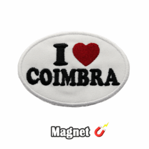 Emblema Magnético Bordado – I Love Coimbra Oval (Branco) – (Íman)