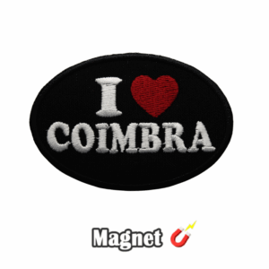 Emblema Magnético Bordado - I Love Coimbra Oval (Preto) - (Íman)