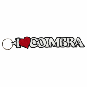 Porta-chaves Bordado - I Love Coimbra (Branco)