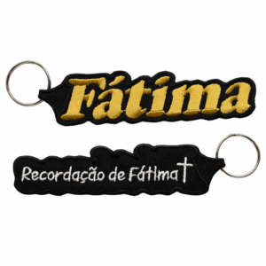 Porta-chaves Bordado de Ambos os Lados Fátima (Preto e Amarelo)