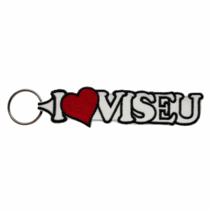 Porta-chaves Bordado – I Love Viseu (Branco)