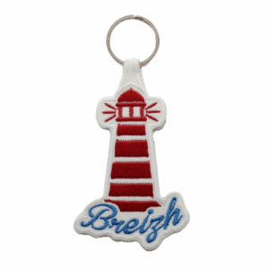 Porta-chaves Bordado - Farol Bretanha/Breizh (Branco)