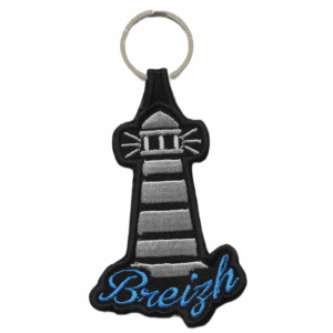Porta-chaves Bordado - Farol Bretanha/Breizh (Preto)