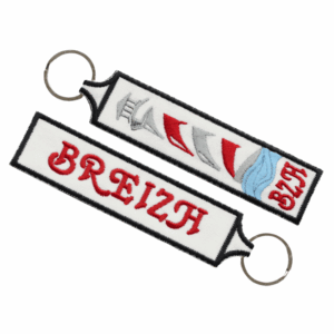 Porta-chaves Bordado de Ambos os Lados França - BZH - Bretanha/Breizh (Vermelho)