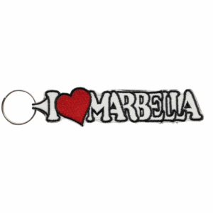 Llavero Bordado - I Love Marbella - Corazón Rojo - (Blanco) (España)