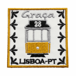 Emblema Bordado – Elétrico 28, Graça, Lisboa (Quadrado)