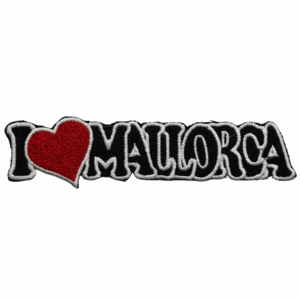 Parche Bordado – I Love Mallorca – Corazón Rojo – (Negro) (España)