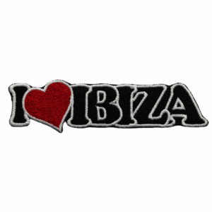 Parche Bordado – I Love Ibiza – Corazón Rojo – (Negro) (España)