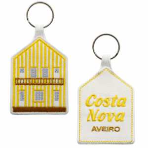 Porta-chaves Bordado de Ambos os Lados – Costa Nova, Aveiro (Amarelo)
