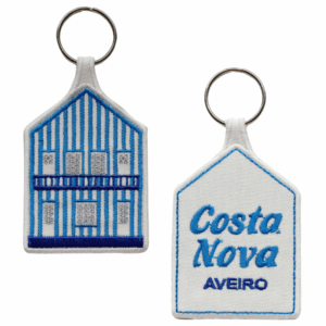 Porta-chaves Bordado de Ambos os Lados – Costa Nova, Aveiro (Azul)