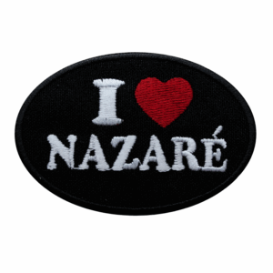 Emblema Bordado – I Love Nazaré Oval (Preto)