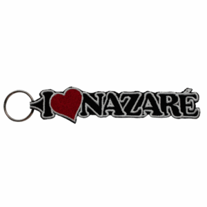 Porta-chaves Bordado – I Love Nazaré (Preto)