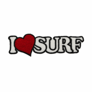Gesticktes Abzeichen – I Love Surf (Weiß)