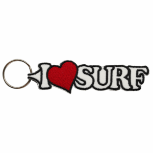 Porta-chaves Bordado – I Love Surf (Branco)