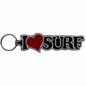 Porta-chaves Bordado – I Love Surf (Preto)
