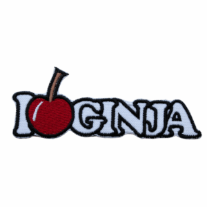 Emblema Bordado – I Love Ginja (Branco)