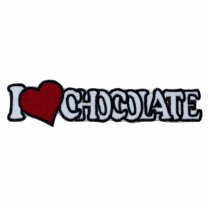Emblema Bordado – I Love Chocolate (Branco)