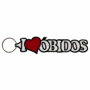 Embroidered Key Ring – I Love Óbidos (White)