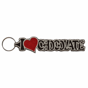 Porta-chaves Bordado – I Love Chocolate (Castanho)