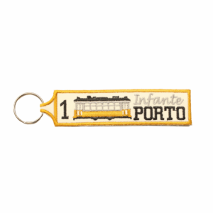 Porta-Chaves Bordado (Ambos os Lados) – Elétrico 1, Infante, Porto (Retangular)