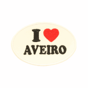 Emblema Bordado – I Love Aveiro Oval (Branco)