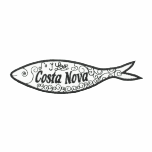 Emblema Bordado – Sardinha I Love Costa Nova (Preto)