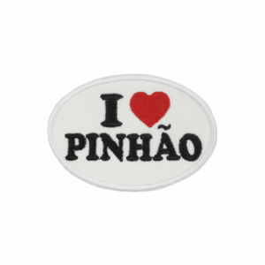 Emblema Bordado – I Love Pinhão Oval (Branco)