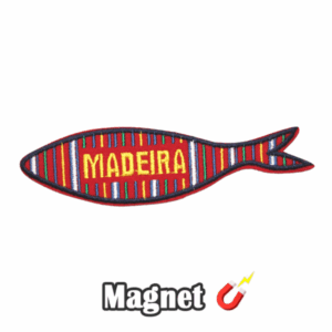 Insignia Magnética Bordada de Sardina con Patrón de Disfraces Madeira Portugal (Imán)