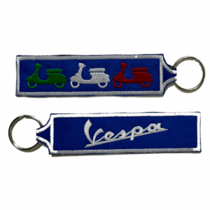Porta-chaves Bordado de Ambos os Lados Vespa Azul