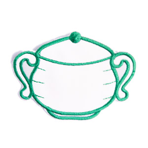 Emblemas Living Louça Açucareiro Pequeno Branco e Verde