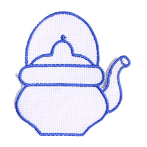 Emblemas Living Louça Chaleira Branca e Azul