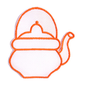 Emblemas Living Louça Chaleira Branca e Laranja