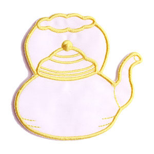 Emblemas Living Louça Chaleira Pequena Branca e Amarela