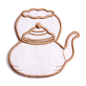 Emblemas Living Louça Chaleira Pequena Branca e Castanha