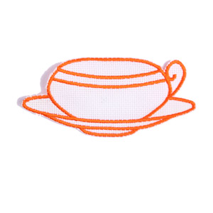 Emblemas Living Louça Chávena Branca e Laranja