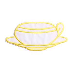 Taza Pequeña Vajilla Emblems Living. Blanco y amarillo