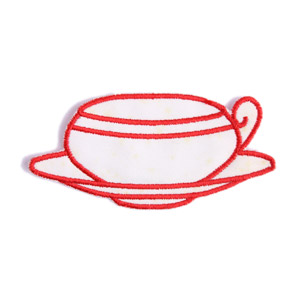 Taza Pequeña Vajilla Emblems Living. Blanco y granate