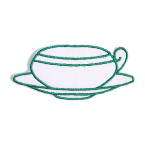 Petite tasse en céramique Living Emblems blanche et verte