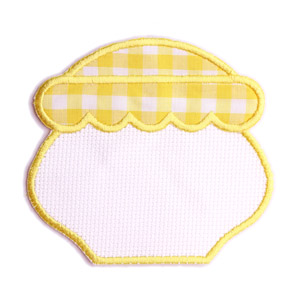 Living Emblems Crockery White and Yellow Honey Jar Quadrilé