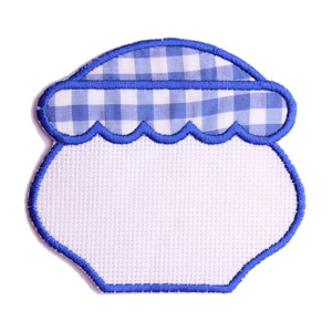 Emblèmes de la Vaisselle Vivante Pot de Miel Blanc et Bleu Quadrilé