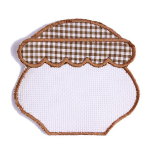 Emblemas Living Louça Frasco de Mel Branco e Castanho Quadrilé