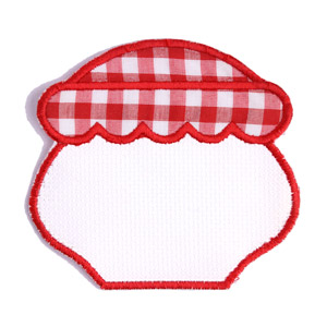 Emblemas Living Louça Frasco de Mel Branco e Grená Quadrilé